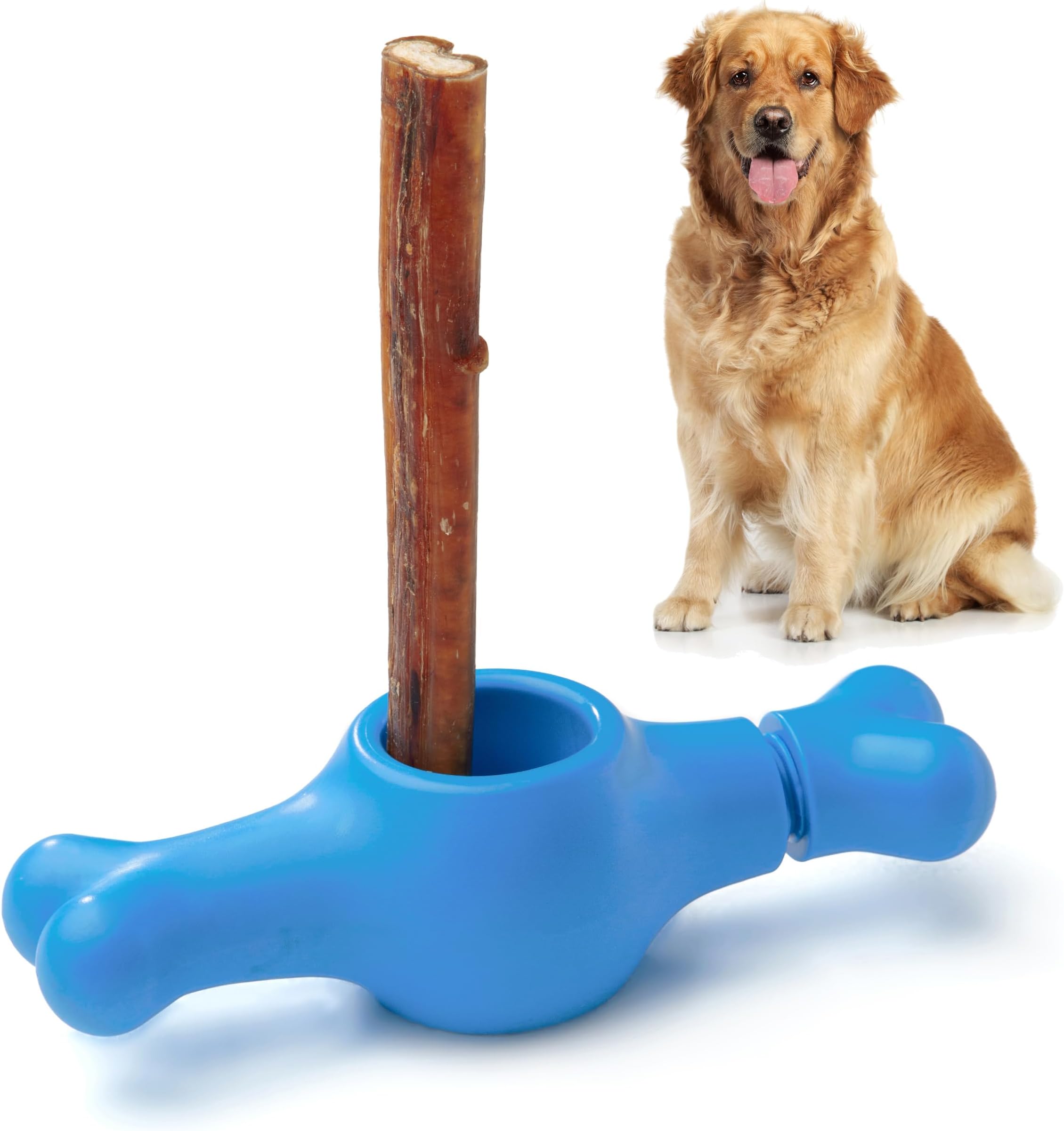 Interactive Bully Stick Holder for Dogs, Prevent Chocking Safety Device, Long Enough Screw to Lock, Seesaw Shape(Large)