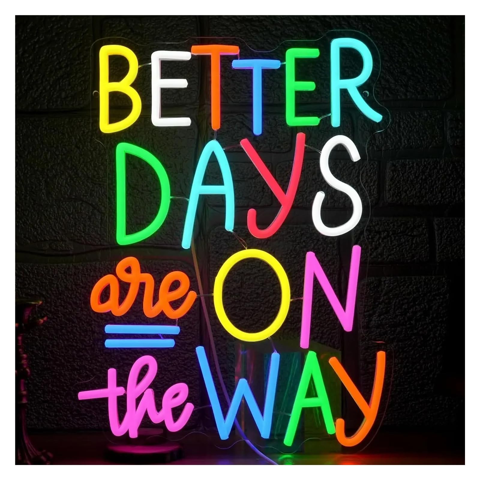 LEMST Signs Lamp Better Days are On The Way Neon Sign USB Powered LED Light for Classroom Bedroom Cafe Aesthetic Decortion 38X29cm/15×11.4in