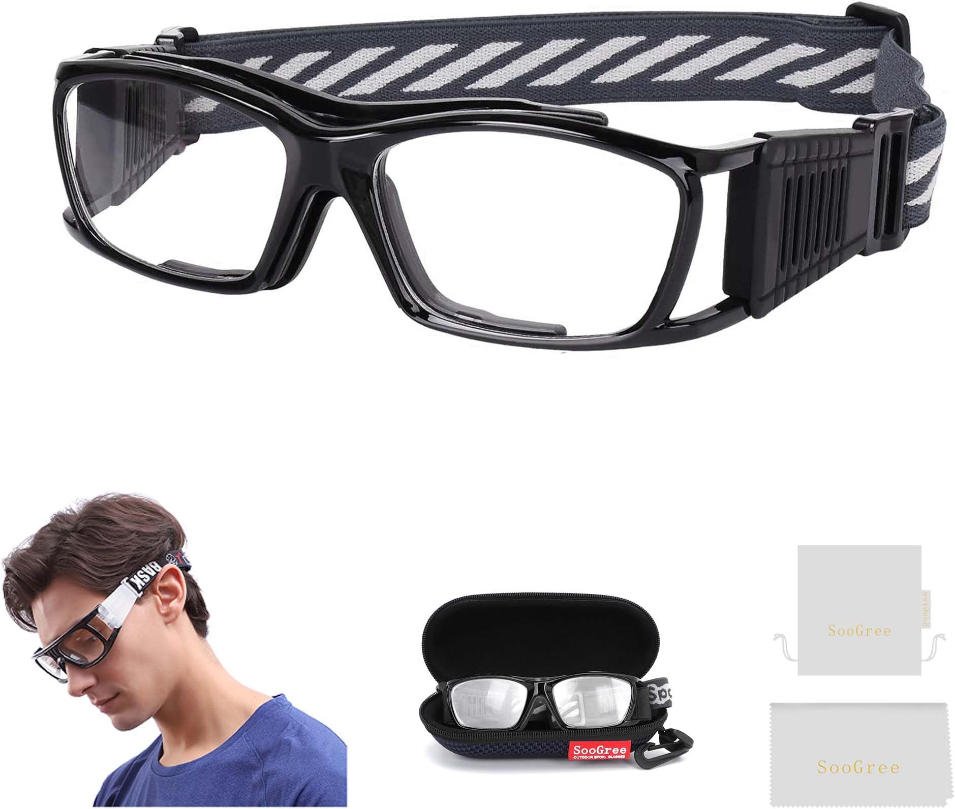 SooGree Racquetball Goggles Sports Glasses Basketball Football Protective Eyewear Anti Slip Shock Absorption Adjustable Strap