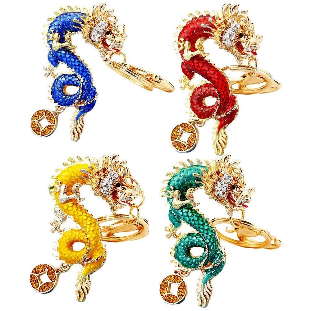 Accessoires femmes hommes porte-clés dragon du zodiaque chinois anti-perte