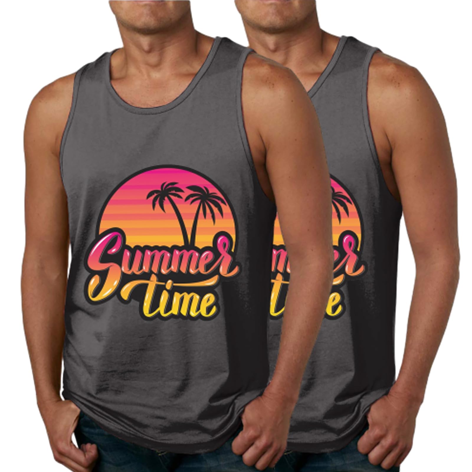 2er Pack Tank Top Herren Hawaii Hemd Gym Bodybuilding Shirts Herren Sommer Sport Ärmelloses T-Shirt Fitness Unterhemd Atmungsaktive Achselshirts Muskelshirts Trainingsshirt