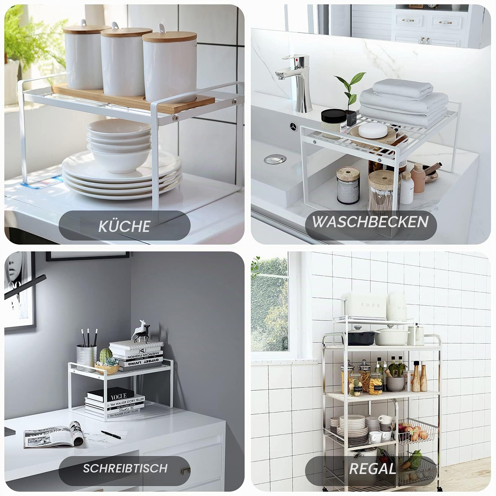 Jesustree Regaleinsatz für Küchen Schrank Organizer, Rutschfester Gewürzregal Schrankeinsatz zum Ausziehen Ordnungshelfer Aufbewahrung für Regal, Arbeitsplatten Küche, Haushalt & Wohnen