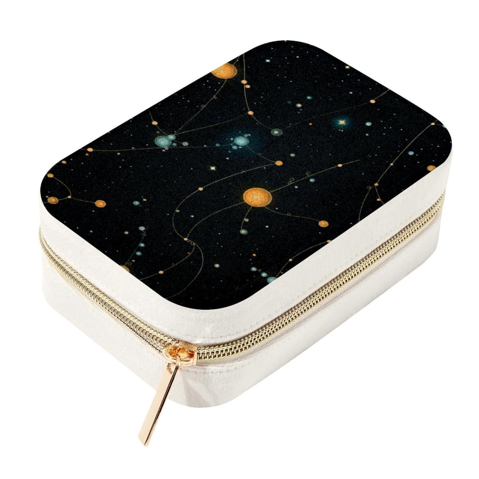 Boîte à bijoux de voyage en velours Gémeaux pour bagues et colliers