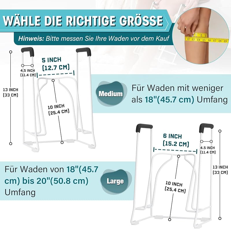 Încălțător de pantofi Generisch pentru ciorapi compresivi, pentru gambe groase sub 45 cm, alb