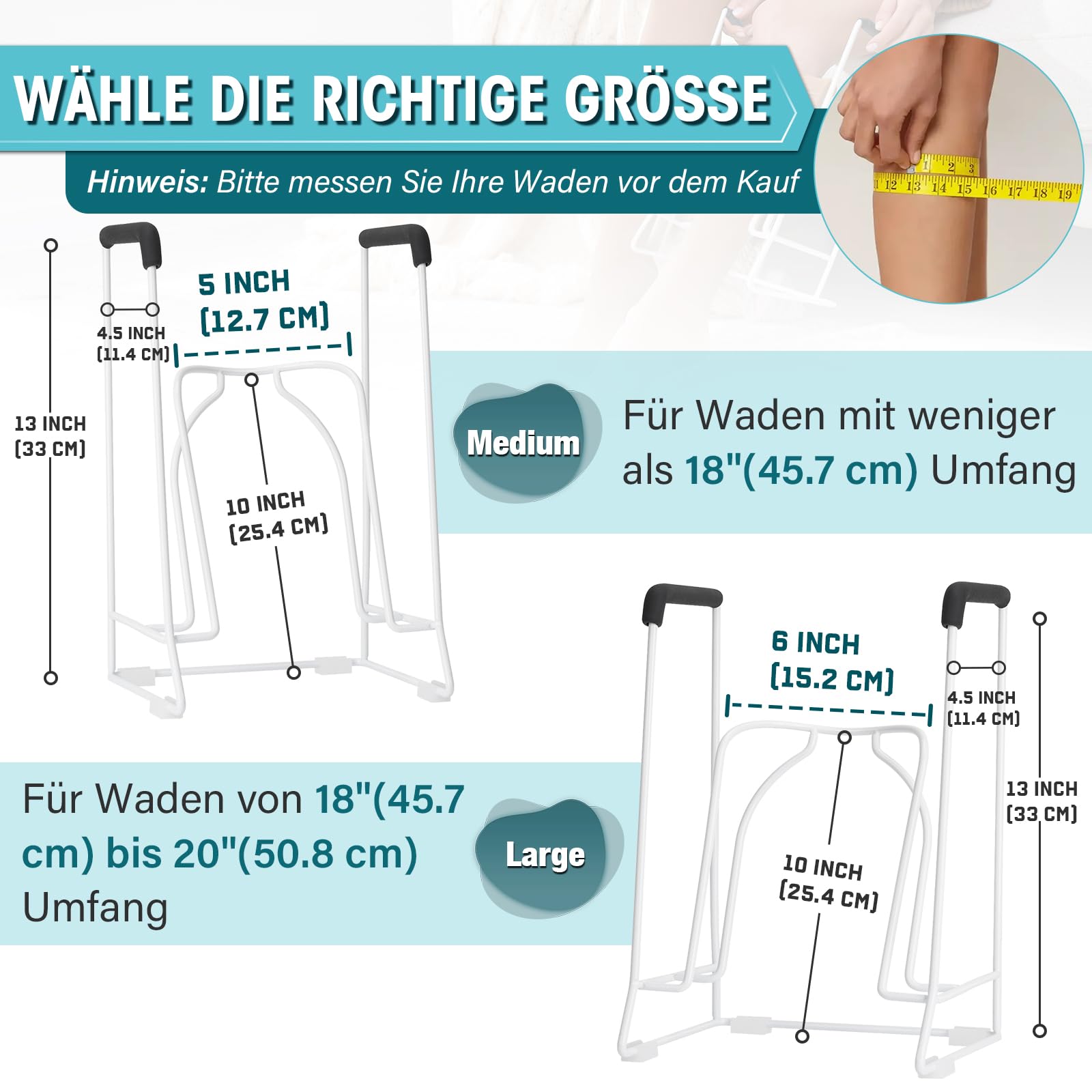 Glosaie, grande aiuto per calze a compressione, per polpacci, 46 cm - 50 cm, circonferenza bianco, calzino Aid Tool