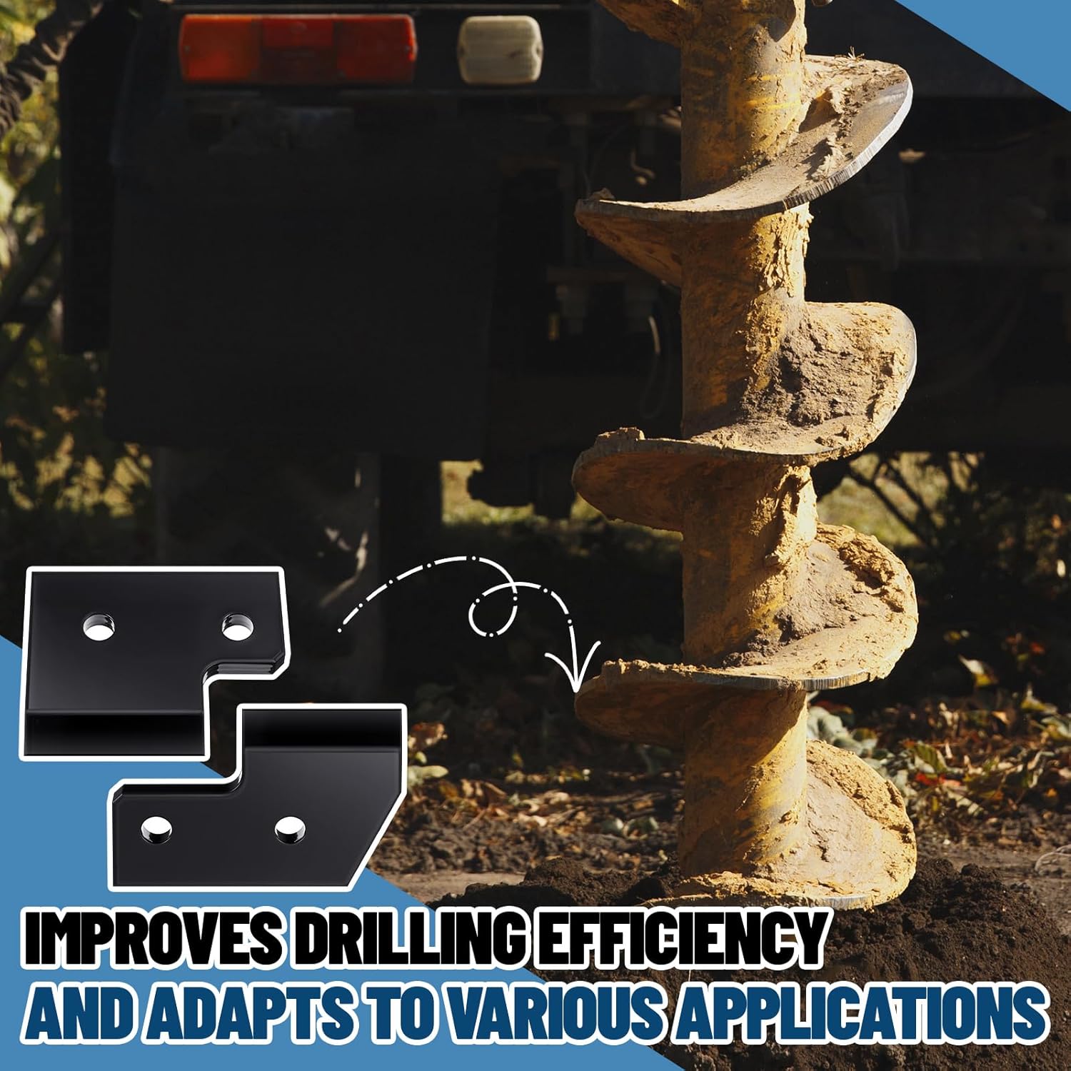 Hicarer 4 Pcs Replacement Cutting Blades Set with 8 Screws for 12 Inches Standard Duty Earth Augers for Drilling in Hard Soil, Sand