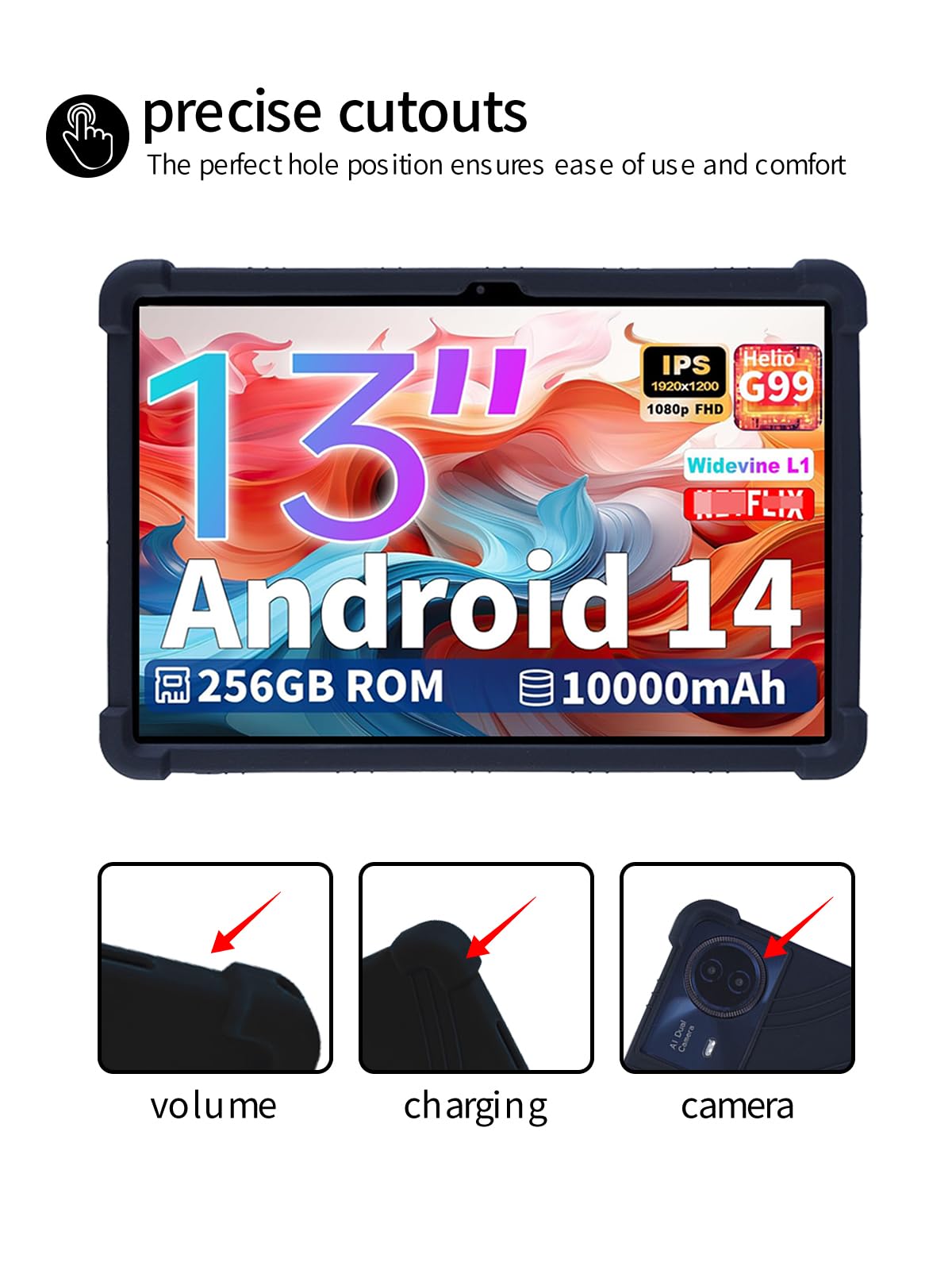 BOVUGAC - Funda para tablet TECLAST T65Max de 13 pulgadas, silicona suave, ajustable, a prueba de golpes, apta para niños, para TECLAST T65Max de 13 pulgadas (negro)