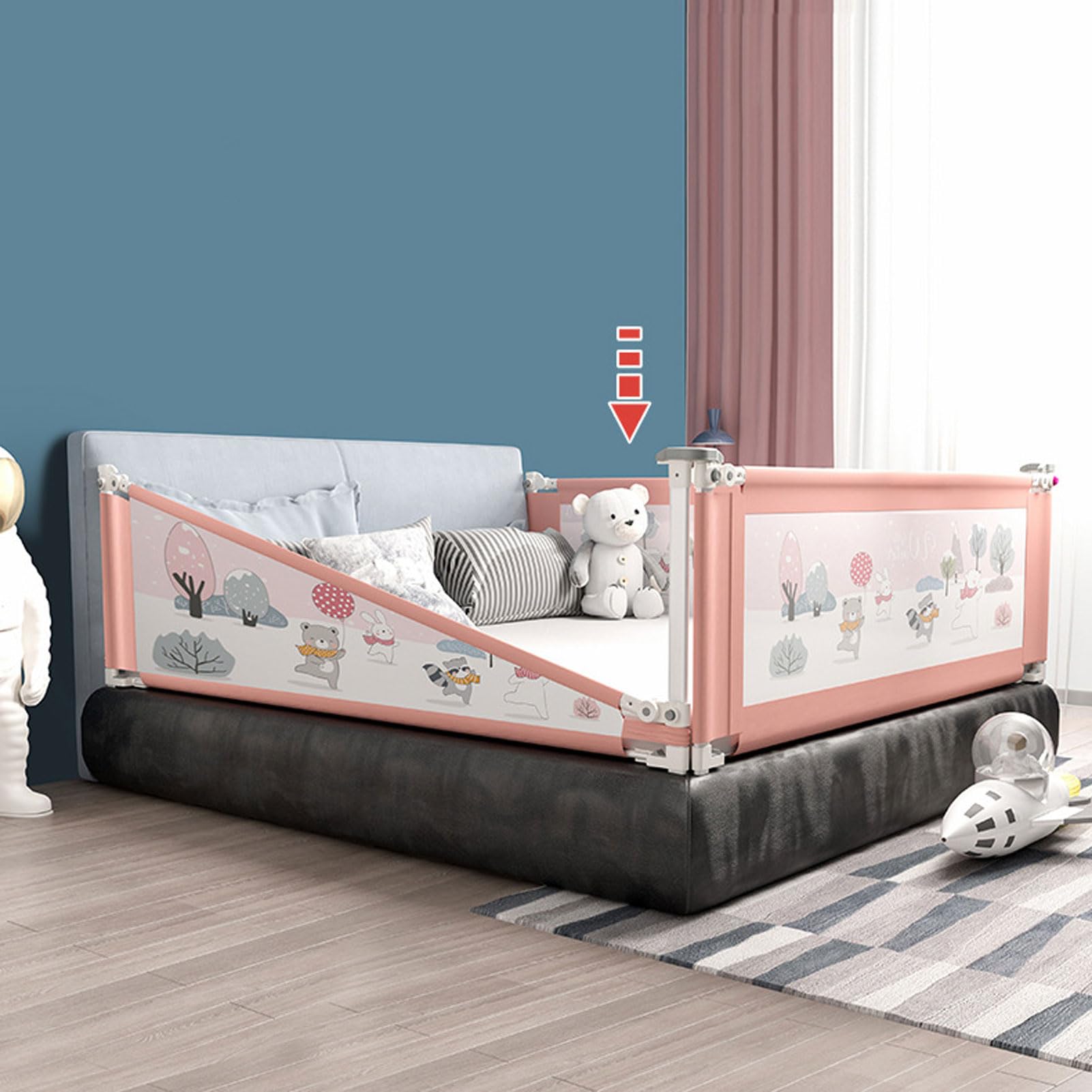 Barandillas de Cama para niños pequeños, Extra Altas con 24 Niveles de Ajuste de Altura, Modelo Mejorado de barandillas de Seguridad para Cama Infantil, Especialmente diseñadas par