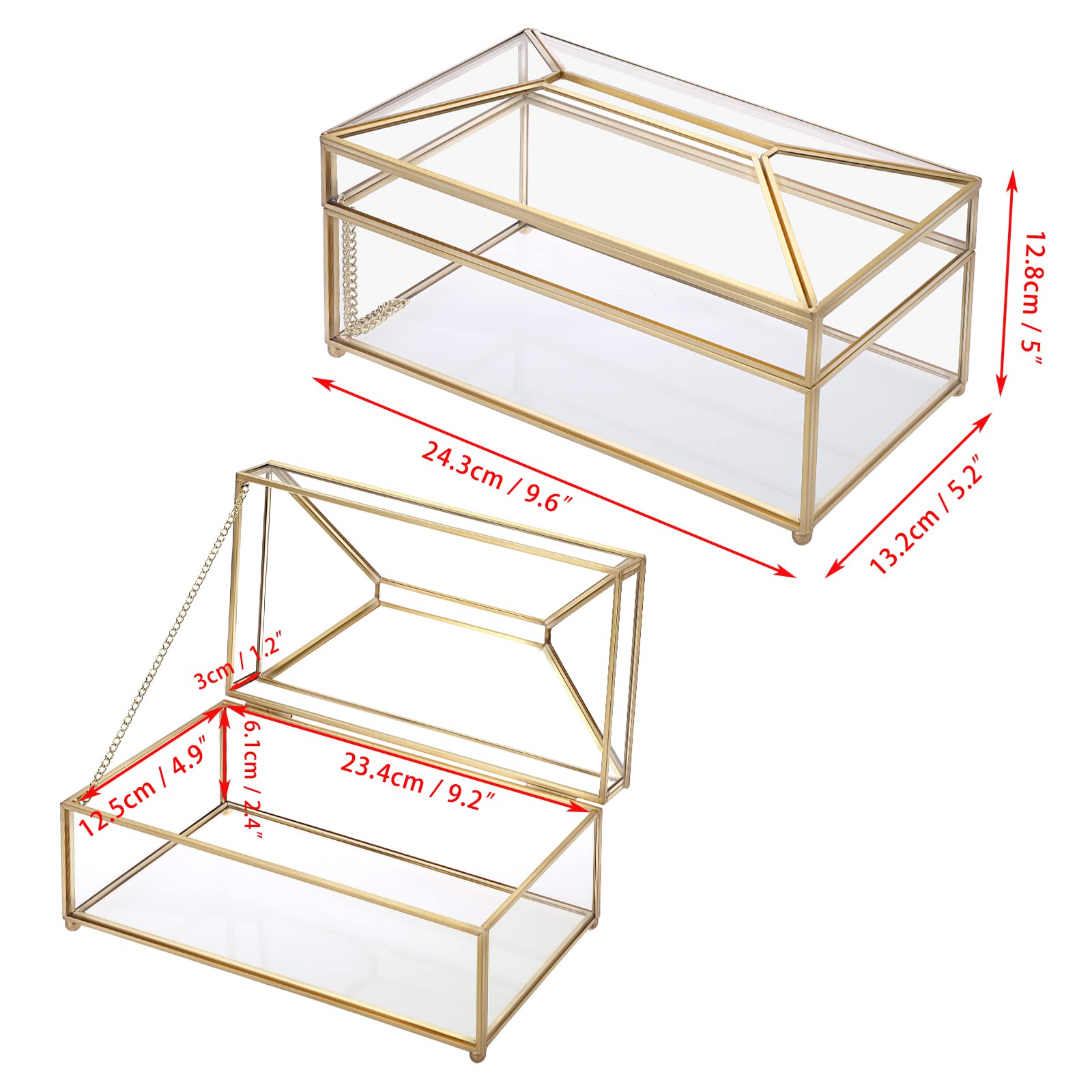 Sumnacon Rectangular Clear Glass Paper Tissue Box, Decorative Glass Napkin Storage Box, Facial Tissue Holder for Dresser, Bathroom, Bedroom, Home Decor, Office, Bar, Restaurant, Large