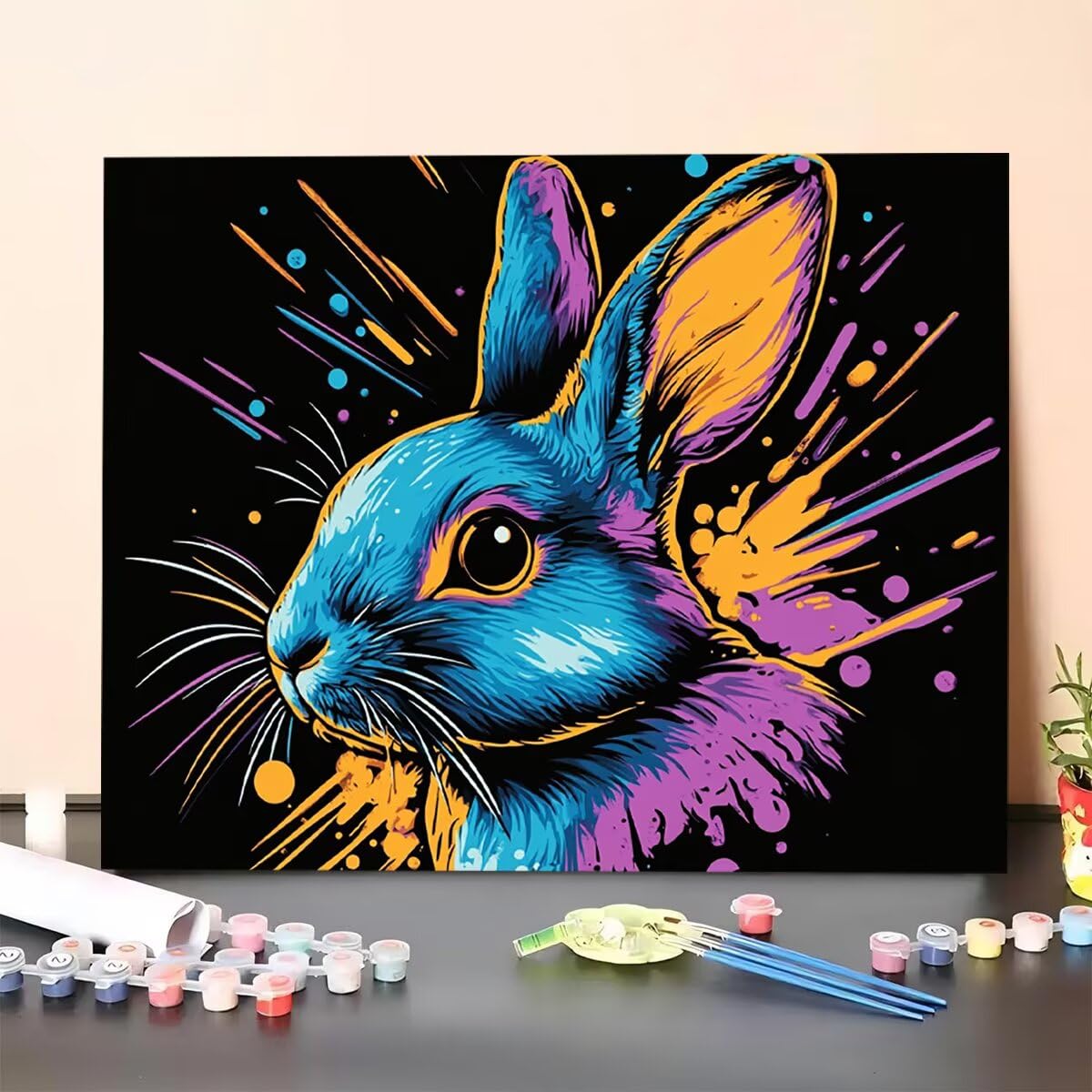 Kaninchen Dipingere con i Numeri Animale Dipingere con i Numeri per Adulti Bambini Principianti, Fai da te Paint by Numbers Kit Artigianato Hobby Adulti, La Decora la Casa Regalo 90 x 120 cm 20-G