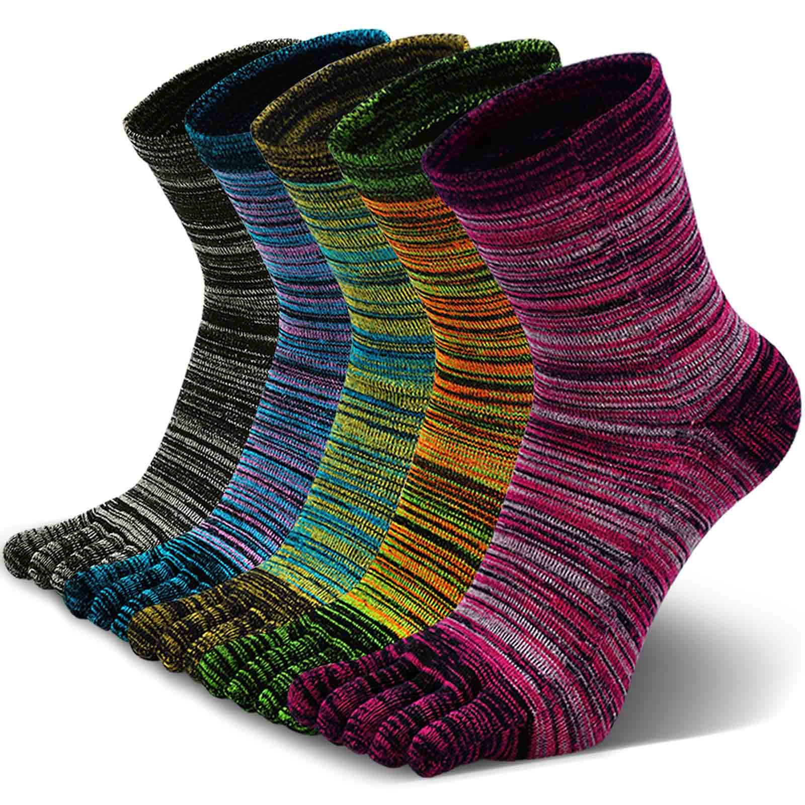 LOFIR Zehensocken Herren 5 Finger Socken aus Baumwolle Sport Schule Laufen Socken Männer Sneaker Socken mit Zehen, Größe 39-47, 5 Paare