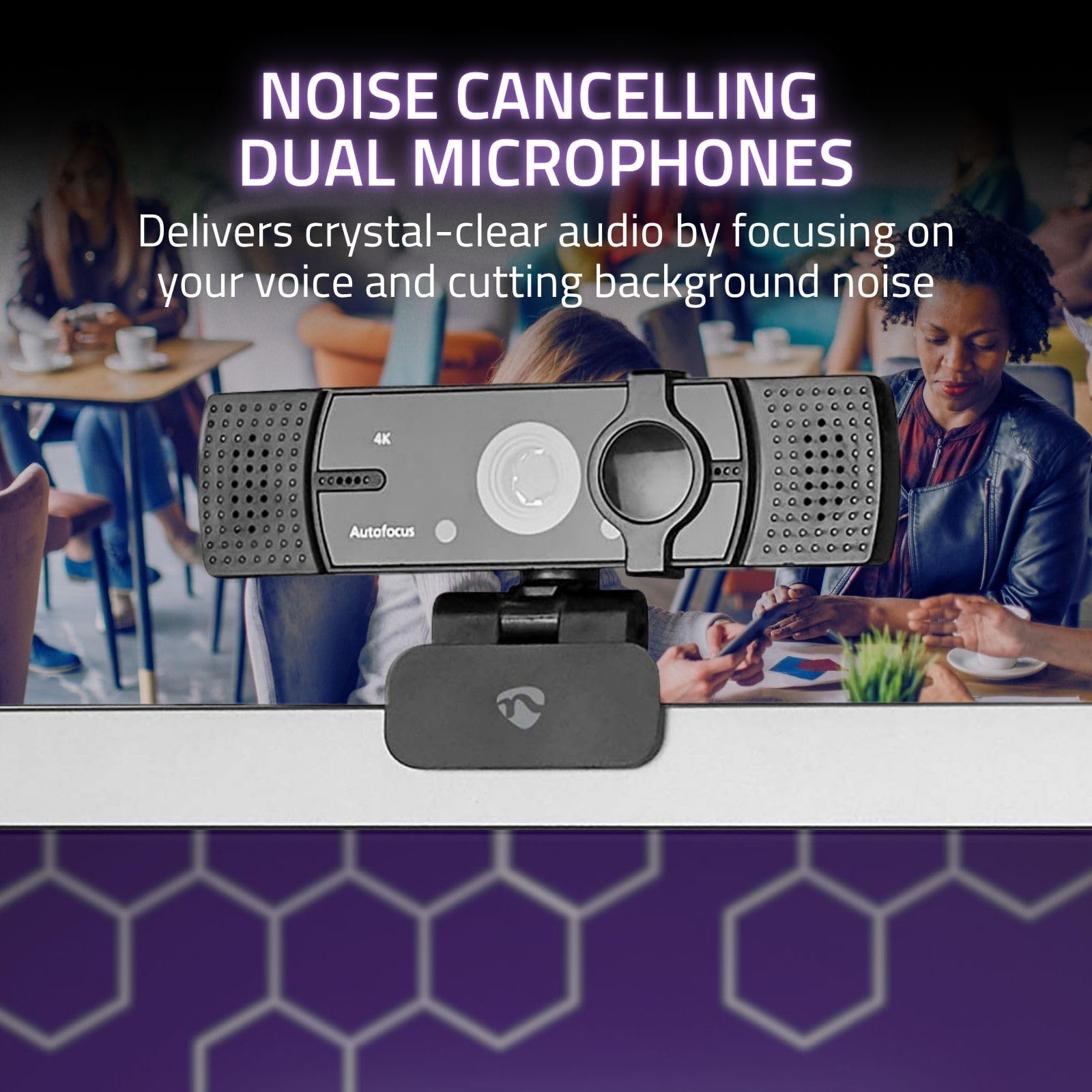 Nedis WCAM120BK Webcam | Full HD@60fps / 4K@30fps | Autofocus | Micrófono Incorporado | Negro