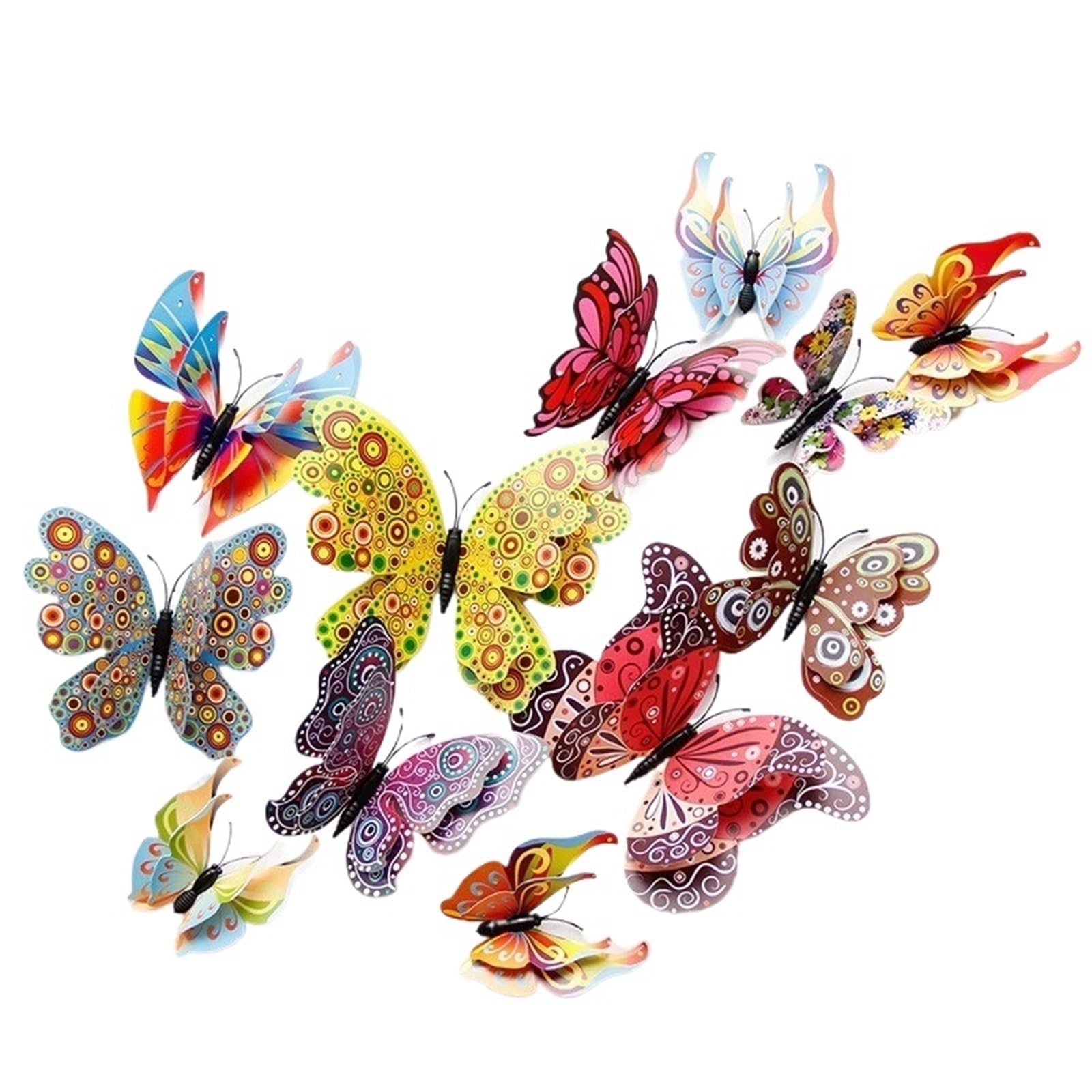 12PCS 3D Double-layer Simulation Butterfly Wall Sticker Refrigerator Magnet Rooms Kitchen Home Decor(Color5)
