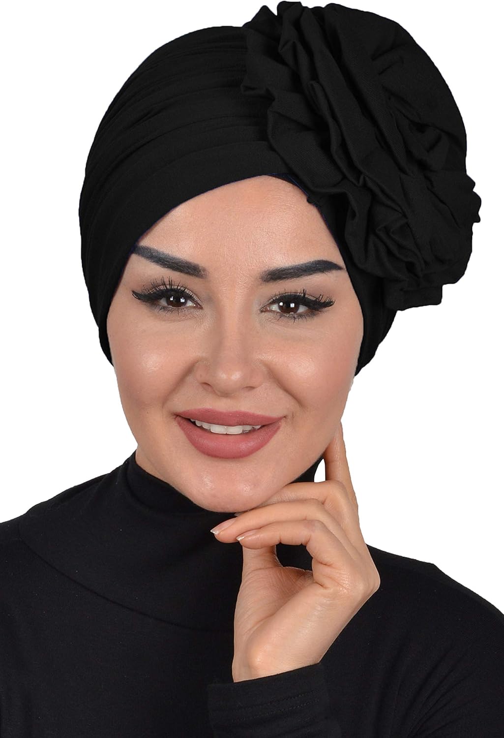 Aisha's Design Instant Turban Head Wraps For Women Pretied Hijab Scarves, Rose Detail - Image 2