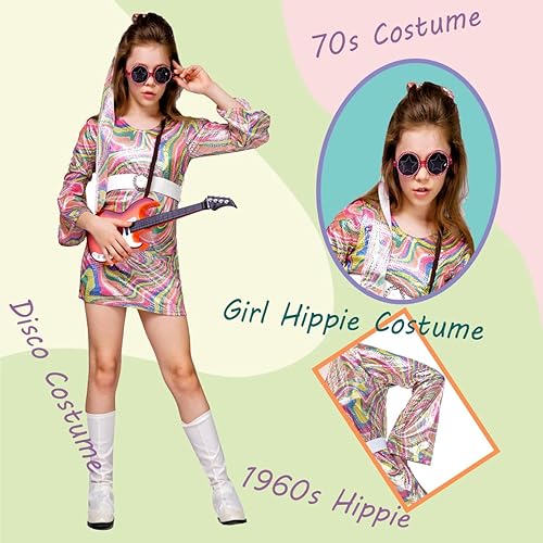 Miniatura 2 de Disfraz hippie de los años 60 y 70 para niña de los años 60 y 70