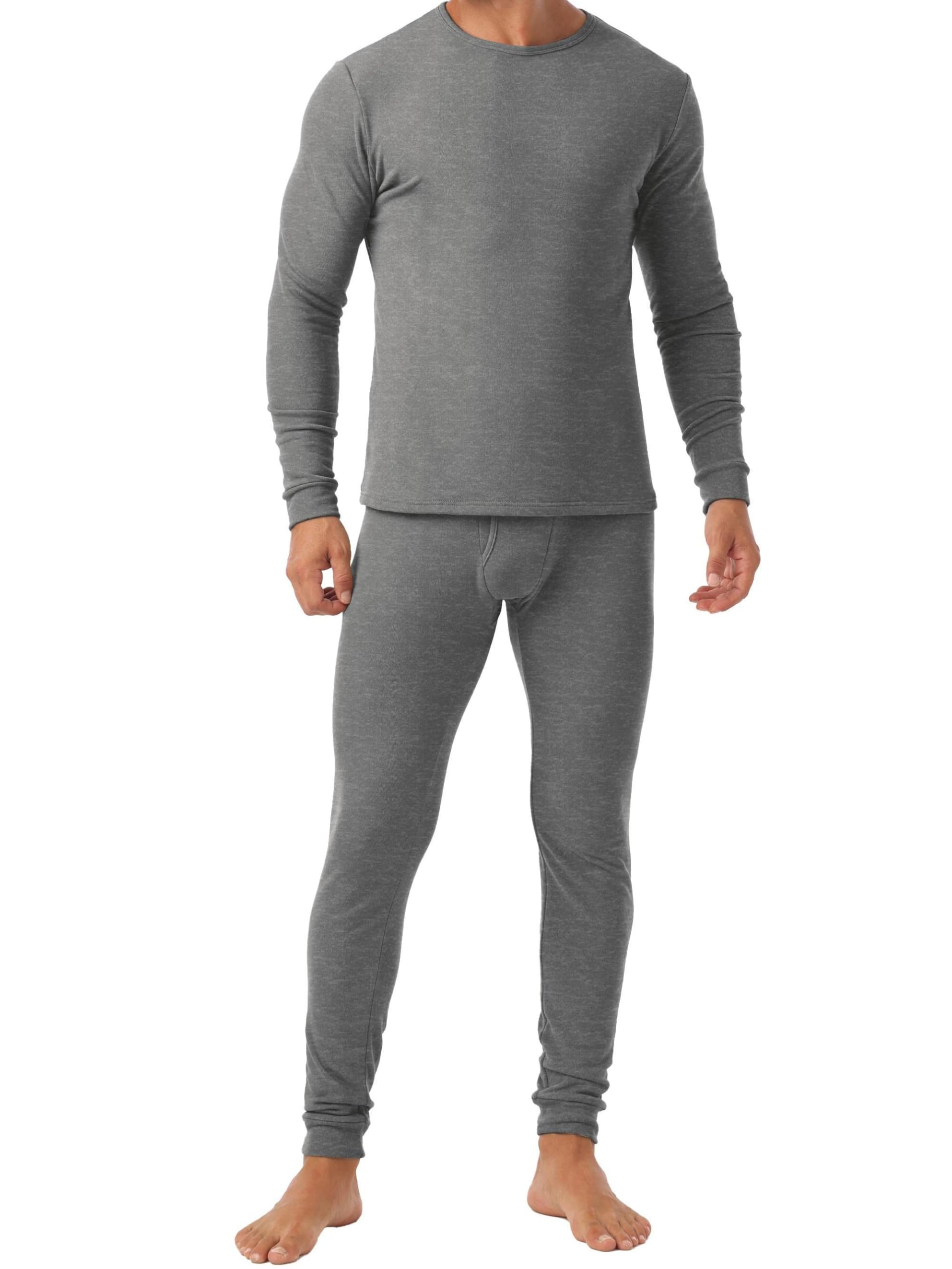 QIXING Herren Thermounterwäsche-Set Fleece Gefüttert Schwergewichtiges 4-Wege-Stretch Baselayer für Winter Ski Fußball