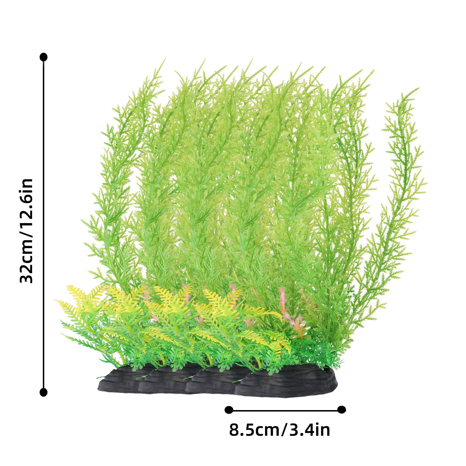 Decorazione per acquario, 4 grandi piante per acquario, piante artificiali per acquario, 4 pezzi da 32 cm di lunghezza, piante verdi per acquario, piante da acquario in plastica per acquari
