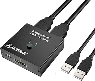 USB Switch Selector, Bi-Directional USB Switcher 2 in 1 Out or 1 in 2 Out, MLEEDA KVM Switch for 2 Computers Share Keyboard, Mouse, Scanner, Printer, 2 USB Cable Included, Black