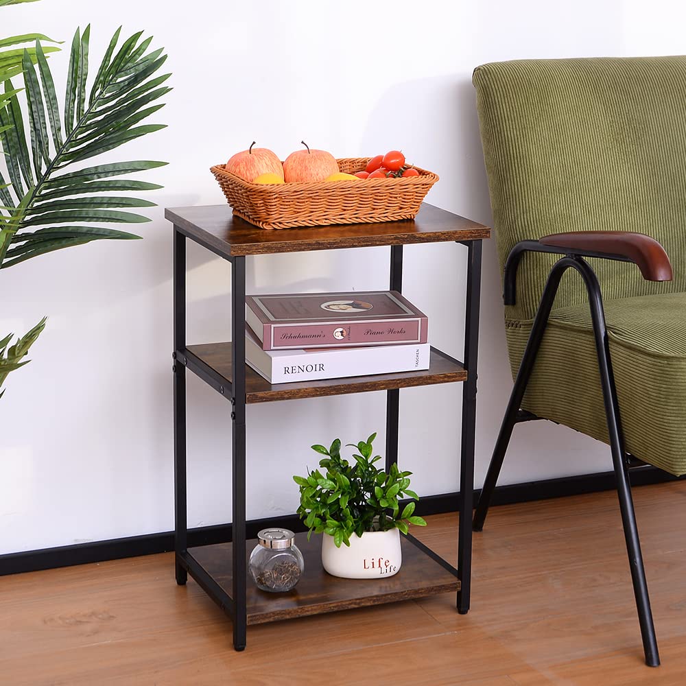 ヴィンテージサイドテーブル・ラック Amazon｜サイドテーブル コンパクト ヴィンテージ風 3段 多機能