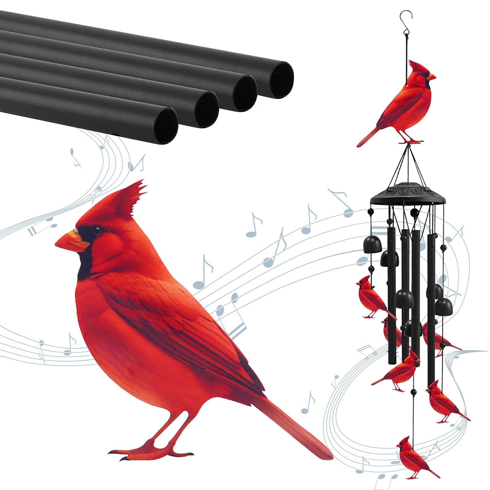 2 Rustproof Aluminum Wind Chimes Set, 6 Birds & 4 Tubes, Outdoor Decor with Harmonious Tones for Backyard, Patio Outdoor Decor with Harmonious Tones for Backyard