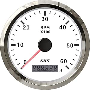 KUS Tachometer Tachometer with Operating Hour Counter 6000RPM 85mm 12V ...