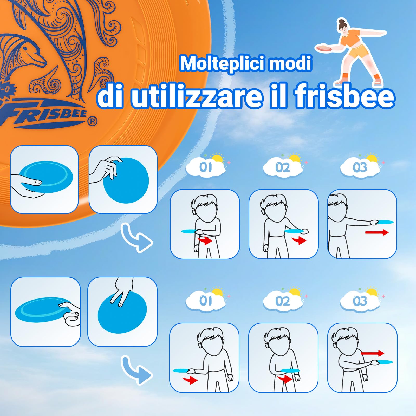 Wham-O Frisbee 2 Pack Dischi Volanti 22.86 cm Leggeri Colorati per Principianti Bambini Ragazzi Ragazze 5+ Anni Gioco Esterno Spiaggia Parco Giardino 70g
