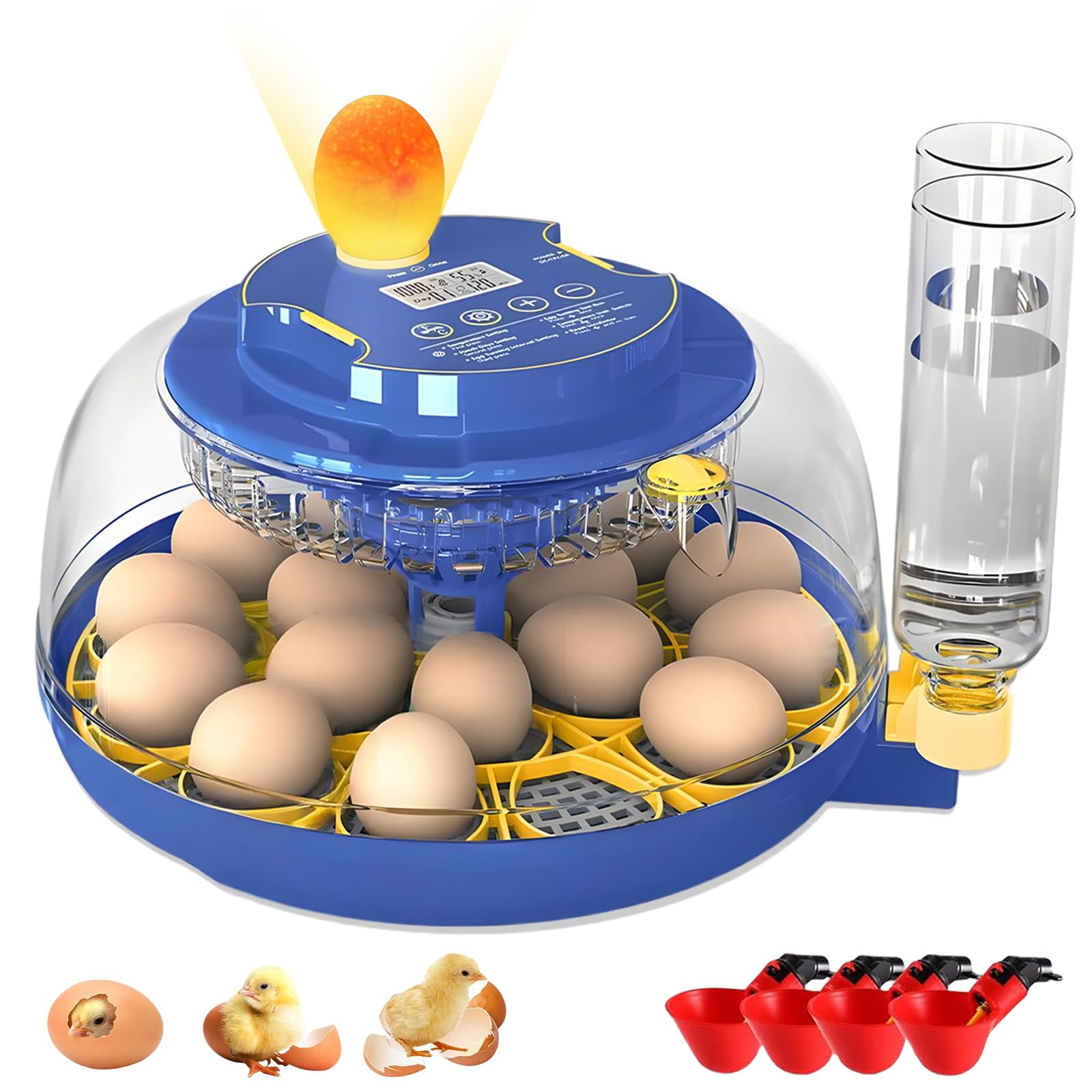 18 Eggs Incubator Automatic Egg Turning,Water Refill,Egg Candler,Temperature&Humidity Control,Incubators for Hatching Chicken,Ducks,Goose,Quail,Pigeon