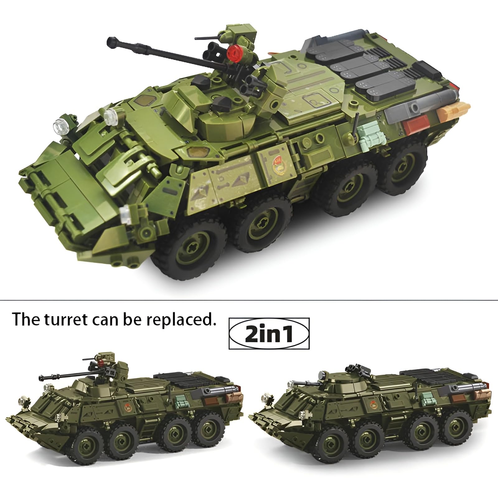 Fuleying Military Building Set, 1: 35 BTR-80AS Infantry Fighting Vehicle Building Blocks - Image 2