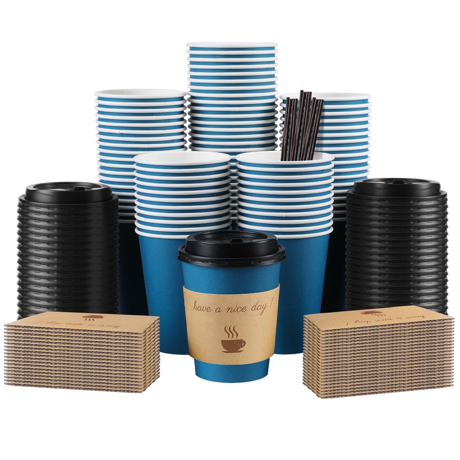 Clawsoff 10 oz Disposable Coffee Cups with Lids