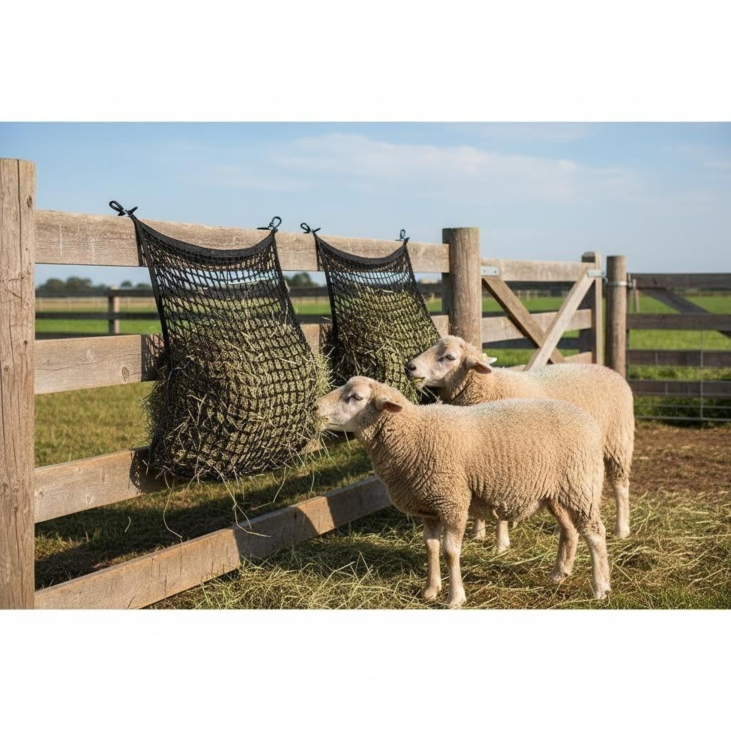 2 Pièces Filet a Foin Cheval,Filet a foin Chevaux 90 x 80 cm,Mailles Serrées 4,5 x 4,5 cm,Capacité de 6 kg,pour chevaux,chèvres et moutons,Favorise la digestion et le bien-être,à emporter