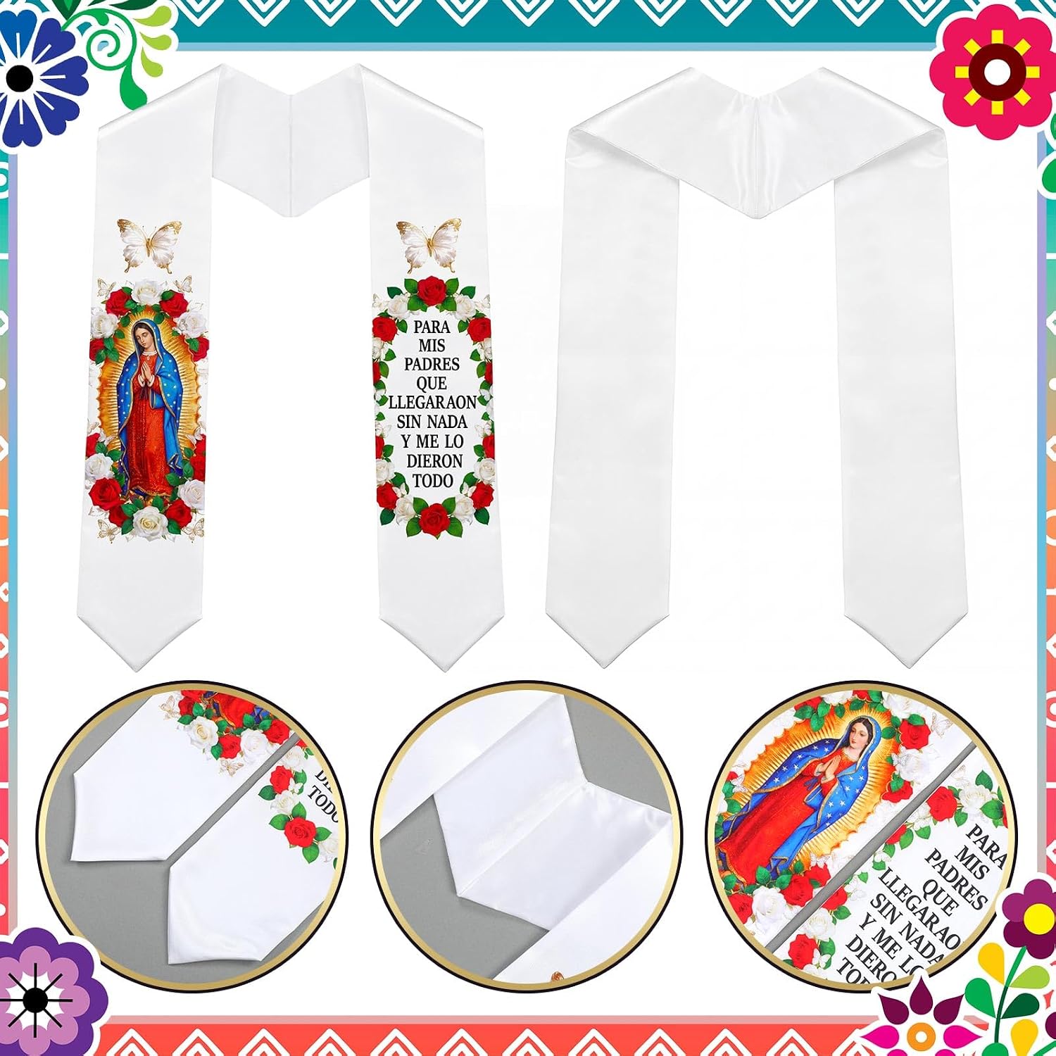 Sasylvia Mexican Graduation Stole Sash Country Flag Grad Stole for International Students