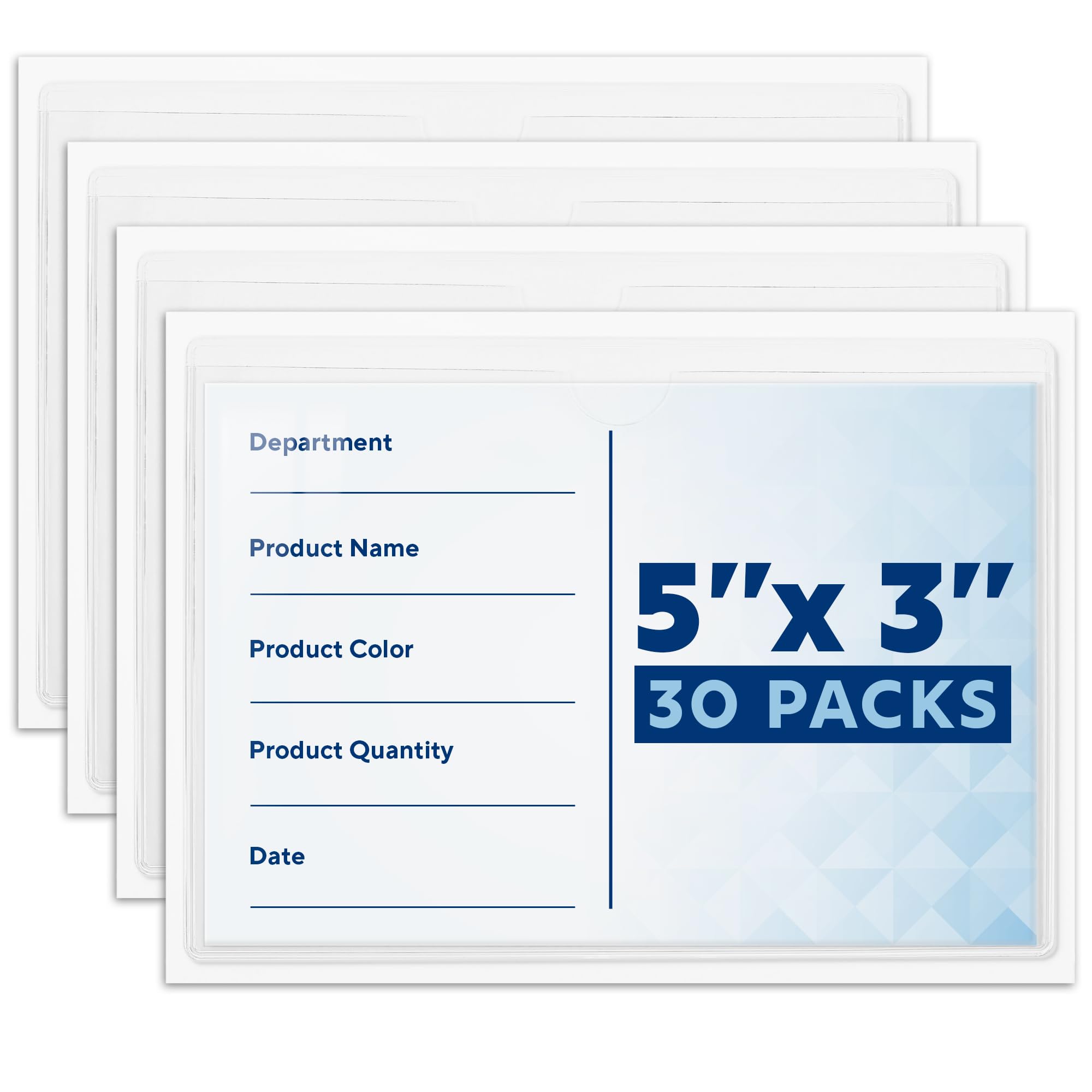 Mifflin-USA - Index Card Holder - 3x5”, 50 Pack - Clear Self-Adhesive Pockets - Label Holders for Organizing Storage Bins & Containers - Plastic Sleeves for Protecting Cards & Labels