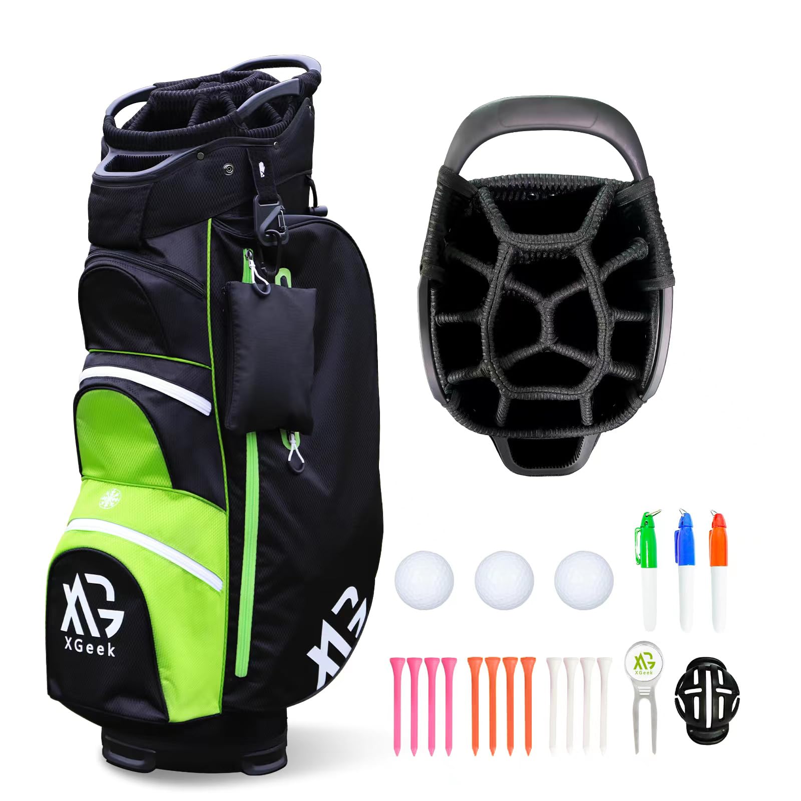 Golfbag,Golf cart Bag mit 15-facher Unterteilung für Herren und Damen,Premium Golf Bag mit Regenhülle, Kühler und Golfzubehör Kit