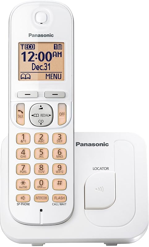 Cordless Phone, 1.6" Backlit Display, Call Block, Speakerphone, 10 Hours Talk Time, 1 Handset - KX-TGC200W (White)