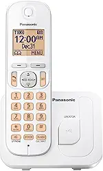 Panasonic Telefone sem fio, tela retroiluminada de 4.1 cm, bloco de chamadas, viva-voz, 10 horas de tempo de conversação, 1 aparelho - KX-TGC200W (branco)