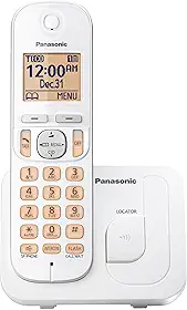 Panasonic Telefone sem fio, tela retroiluminada de 4.1 cm, bloco de chamadas, viva-voz, 10 horas de tempo de conversação, 1 aparelho - KX-TGC200W (branco)