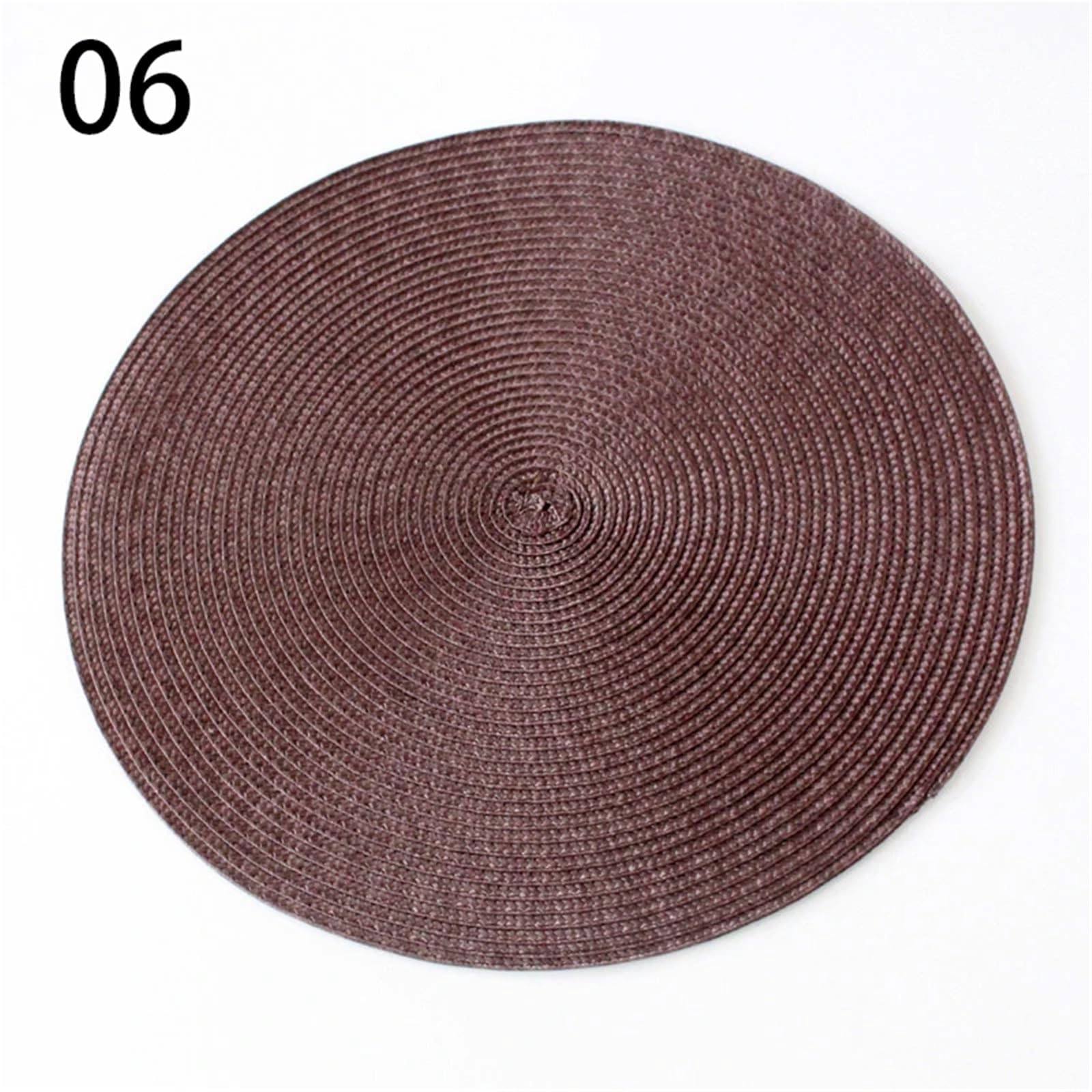 Podstawki, Mata na stół do jadalni 4 szt. Podkładka izolacja bez prania Coaster Decor okrągły pleciony jednolity kolor akcesoria stołowe stołu w(Coffee)