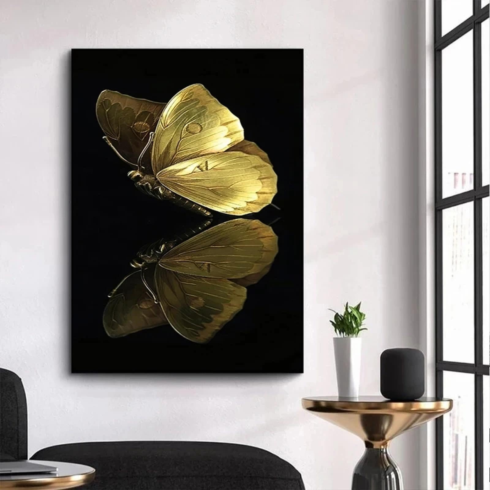 Impression papillon doré tableau abstrait moderne 60x80cm - 8