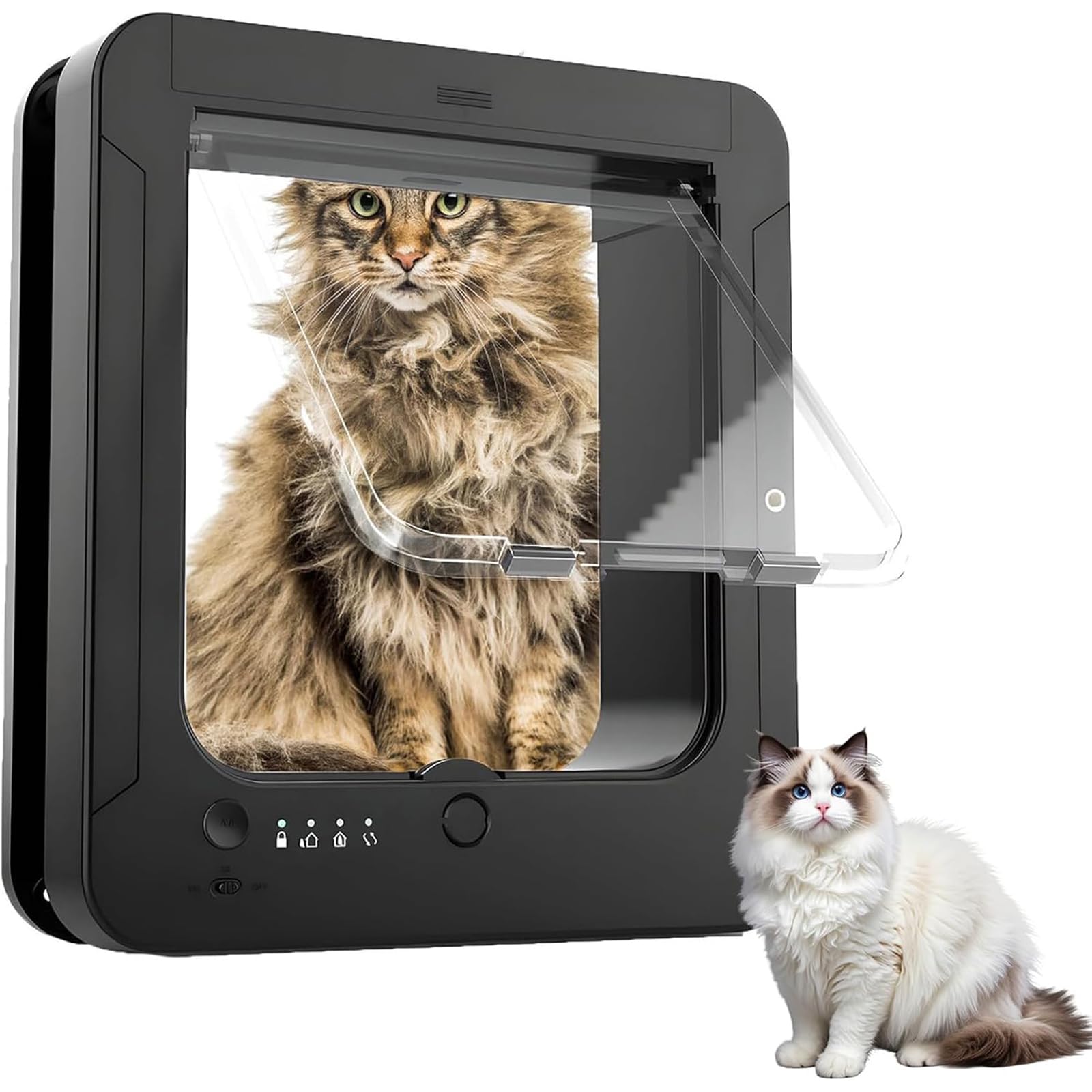 Chatière à Puce Électronique, Chatière Automatique, Chatière Électronique Automatique Intelligente avec Capteur de Collier, Verrouillage à 4 Voies, Télécommande, pour Chats et Petits Chiens