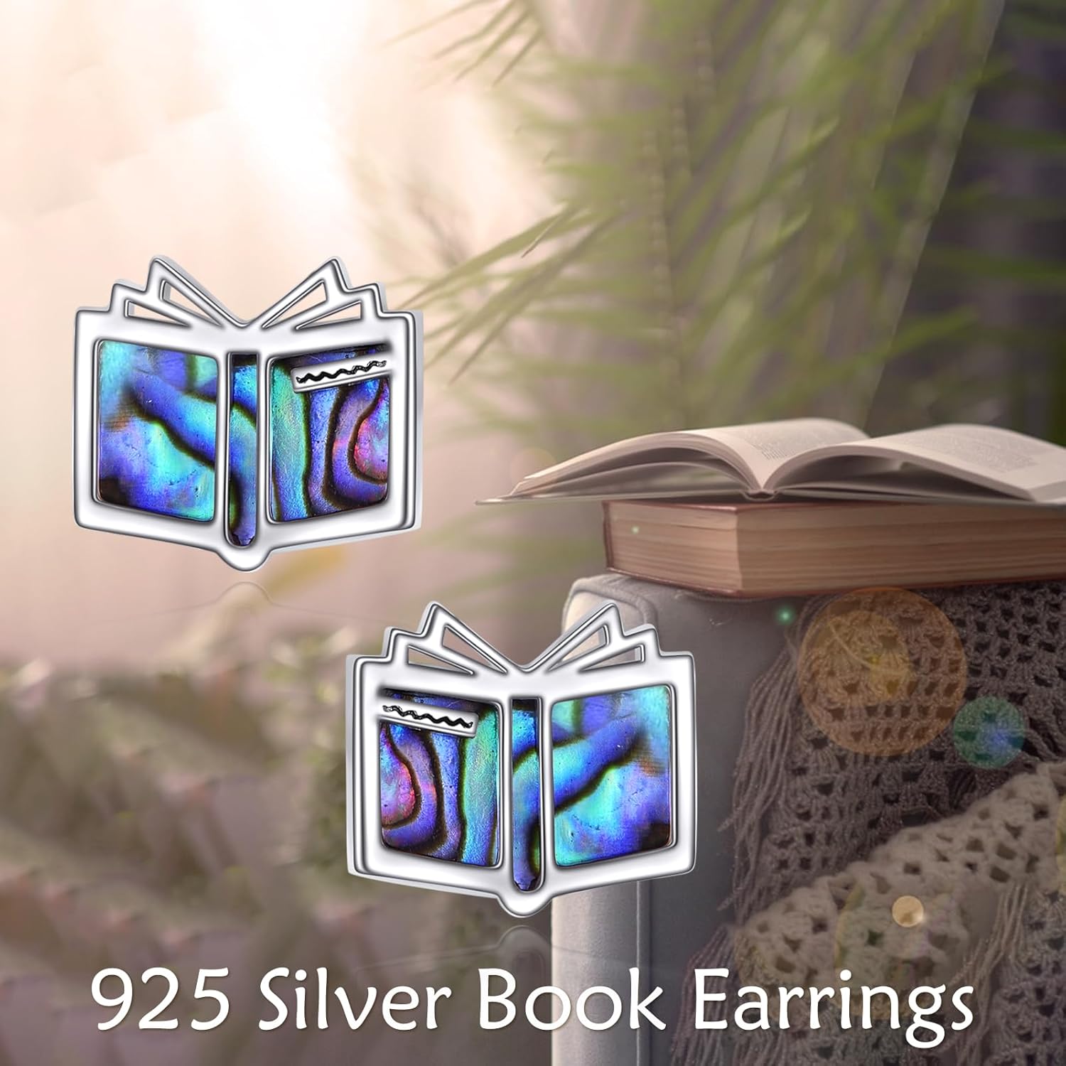 Book Earrings S925 Sterling Silver Abalone/Opal Book Lover Earrings Teacher Earring Jewelry Gifts For Women Female - Image 5
