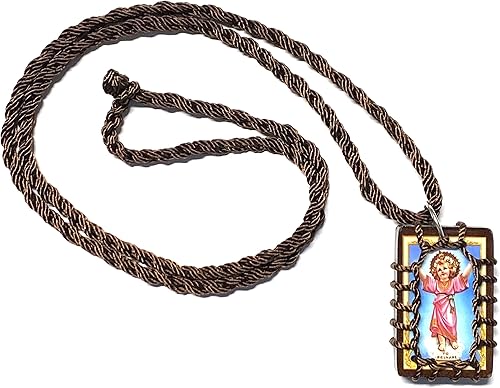 Miniatura 2 de Collar Escapulario de Madera Marrón Niño Divino Santo Escapulario de Madero Nino Divino, Madera, No es una piedra preciosa