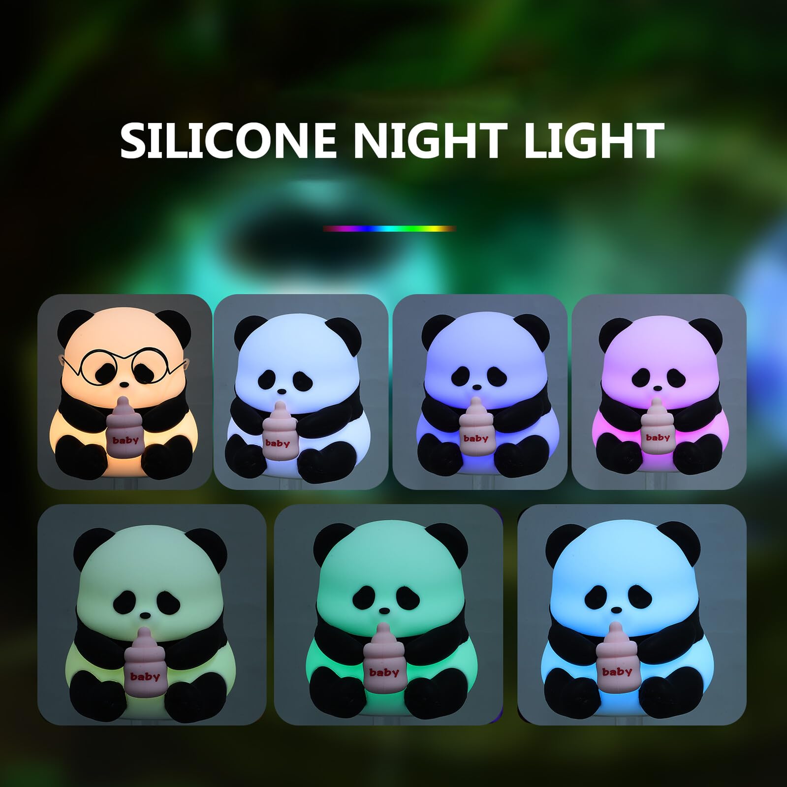 Homoyoyo Infantil Panda de Silicona Recargable Lámpara Portátil para Dormitorio Bebés Luz Segura y para Guardería
