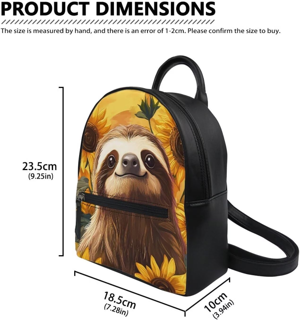 FOR U DESIGNS Compact Bookbag for Elementary Students Lightweight Sunflower Sloth Mini Backpack for Girls Water-Resistant School Bag Ages 5-7 Cute Travel Rucksack