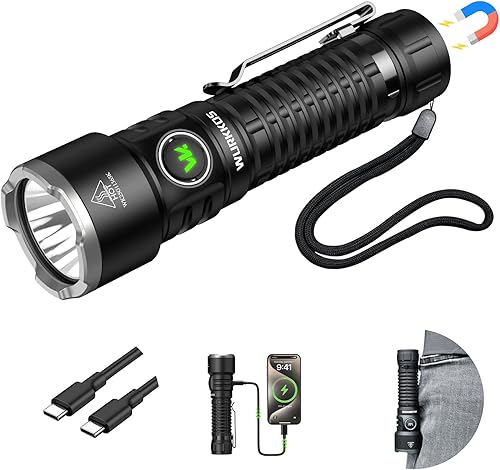 Wurkkos TS28 Linterna LED recargable, 3200 lúmenes, linterna súper brillante con múltiples modos, linterna impermeable IP68 para campamento,