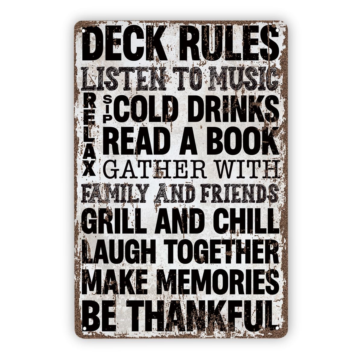Deck Rules Outdoor Patio Tin Sign, 11.8x7.9in Backyard