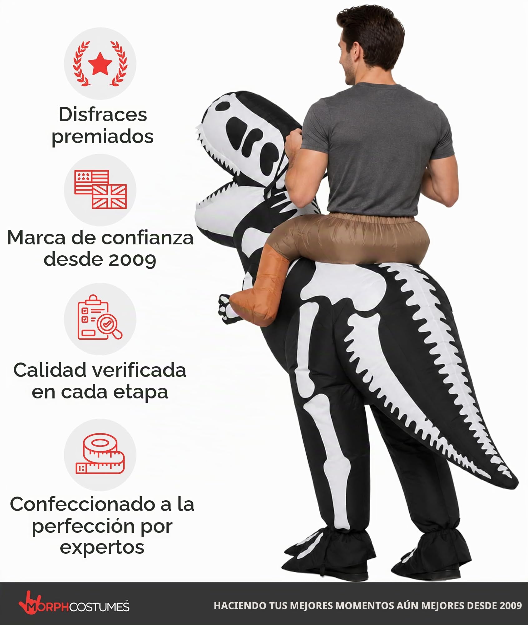 Morph Disfraz Dinosaurio Hinchable Adulto, Disfraces Hinchable Adulto, Disfraces Dinosaurio Esqueleto, Inflable Dinosaurios, Disfraz Halloween Hombre Mujer