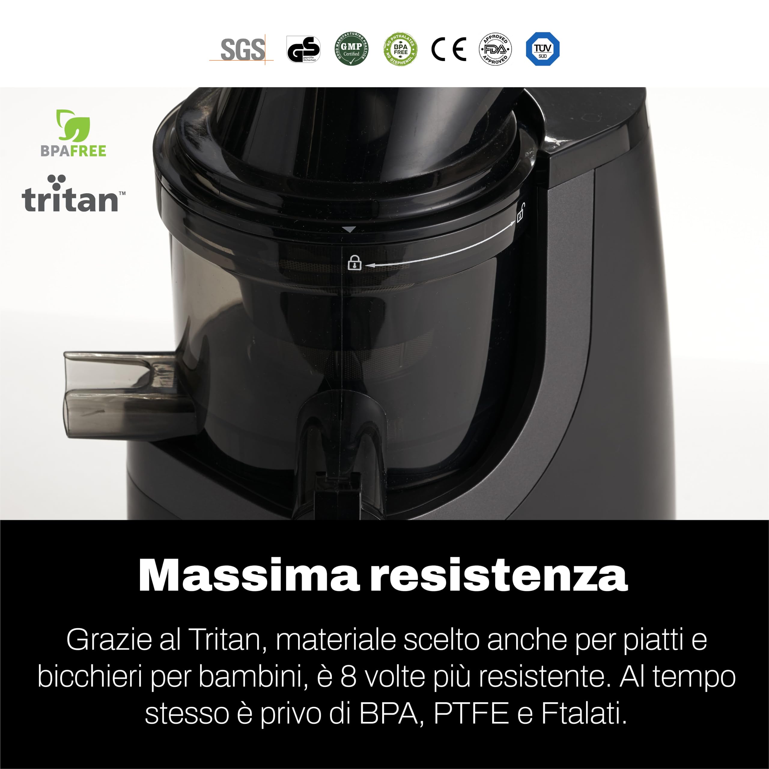 Estrattore Di Succo A Freddo VIVO Big Mouth - Motore 200W, Filtri Per Succhi E Sorbetti, 43 Giri/Min - Foto 9