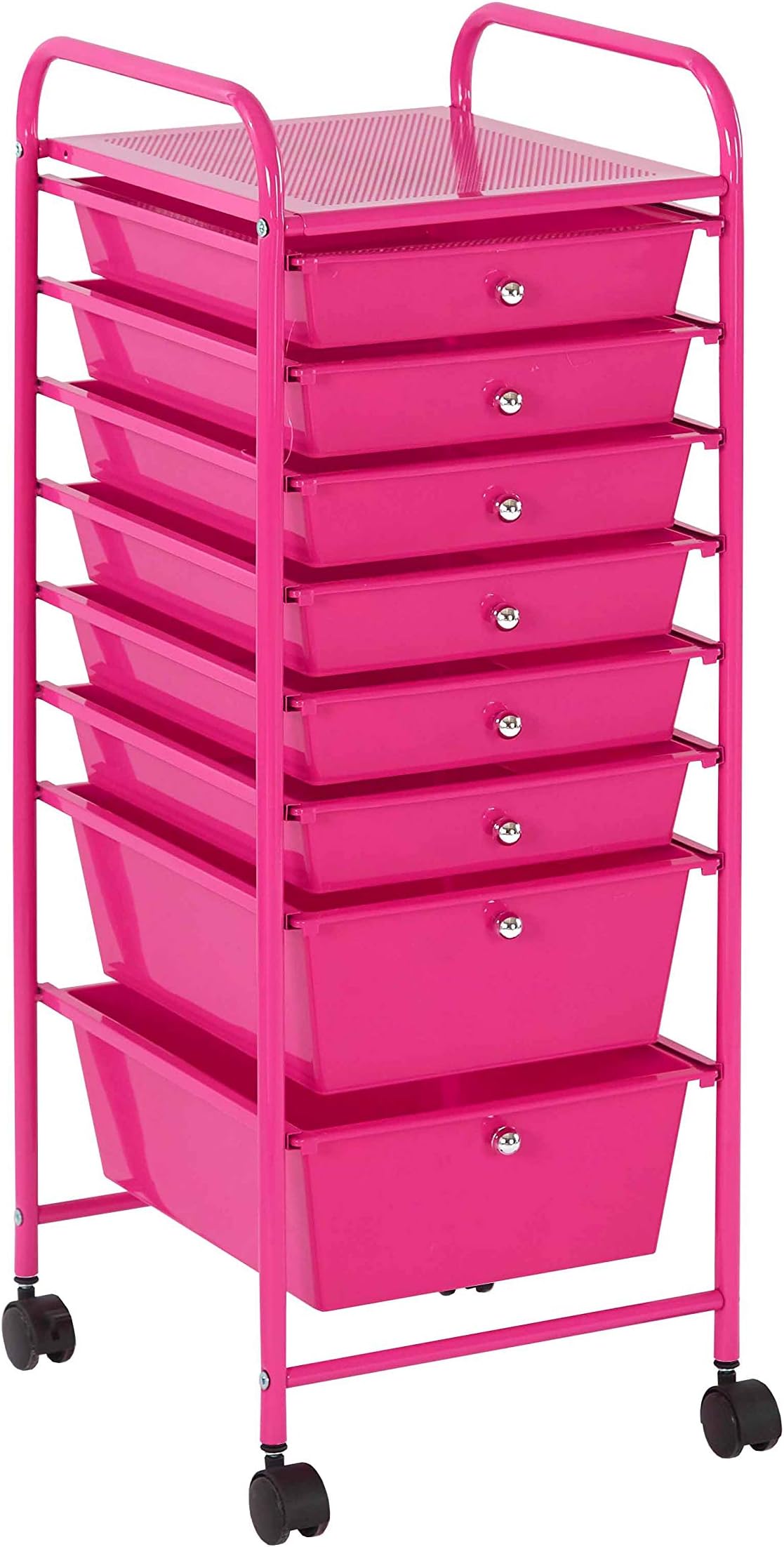 8 Drawer Rolling Storage Cart, Pink