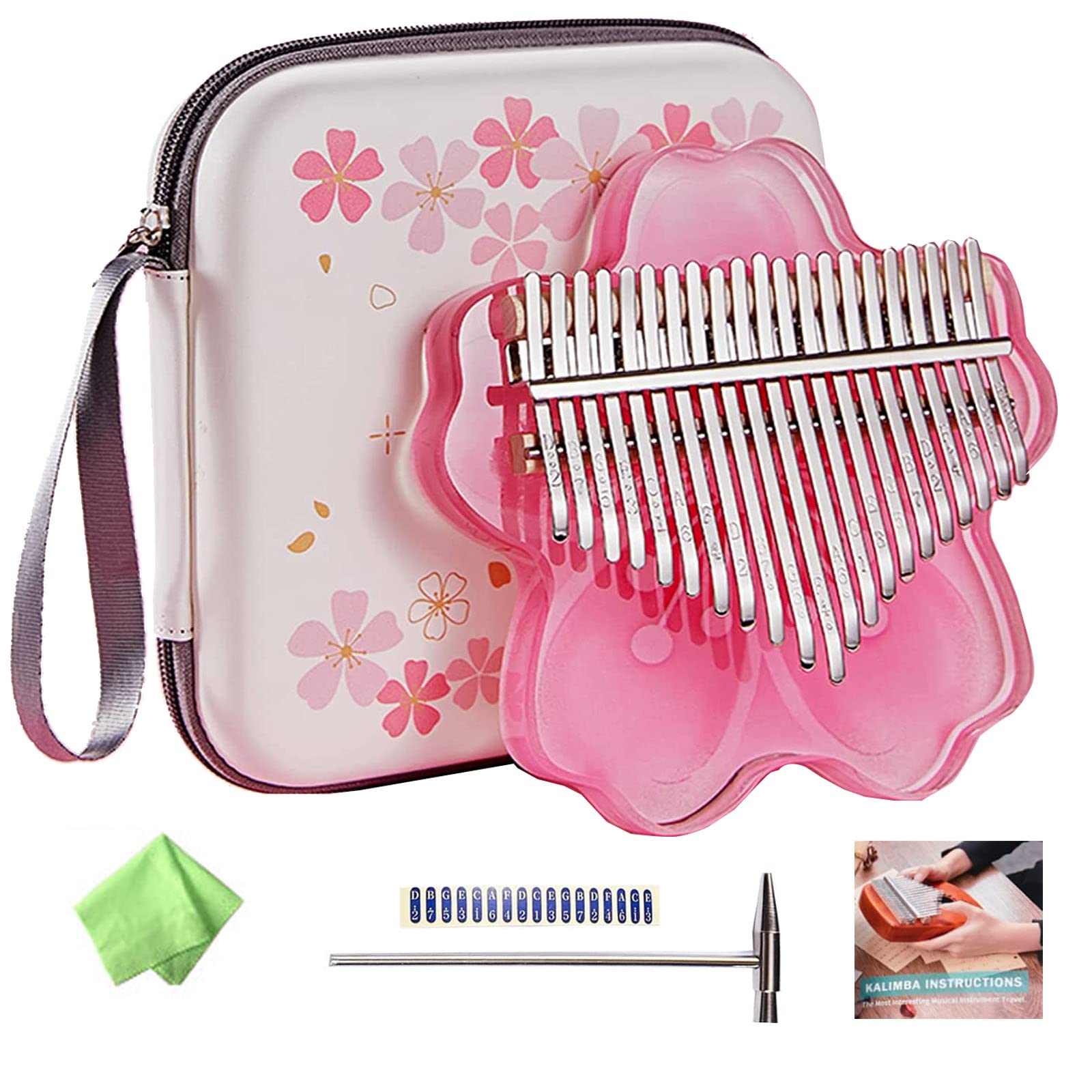 Amazon.com: Karimba 17 Key 21 Key Thumb Piano Set Pink Acrylic ...