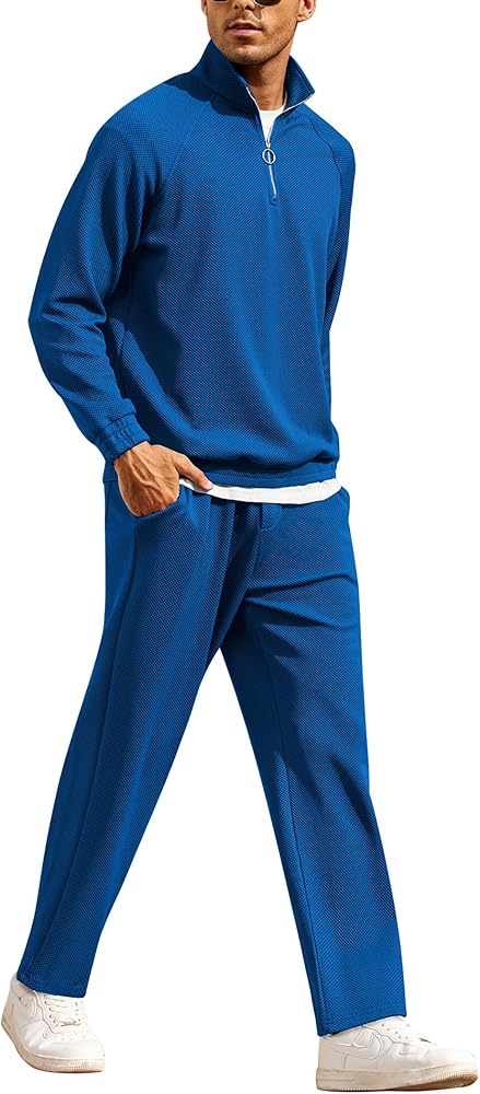 COOFANDY Men's Tracksuit 2 Piece Relaxed Fit Quarter zip